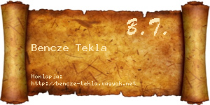 Bencze Tekla névjegykártya